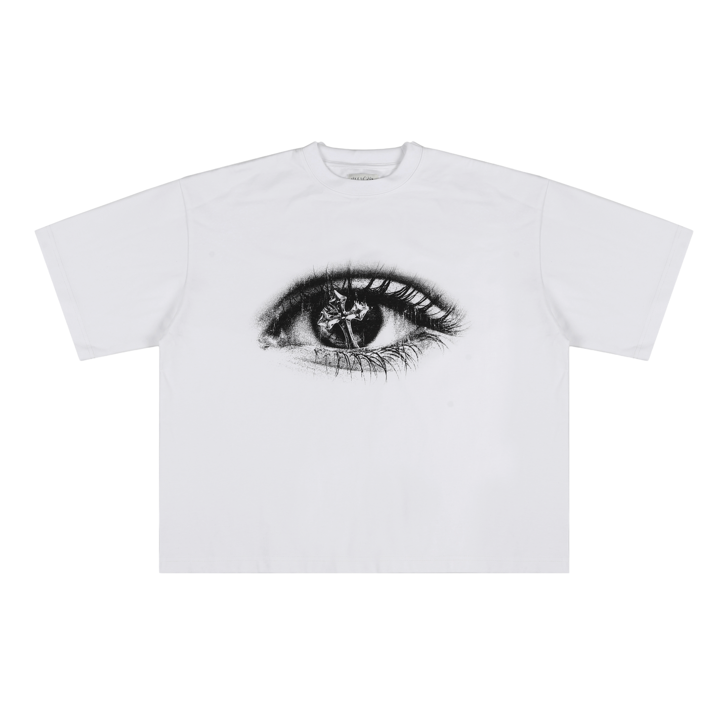“Cross Minded” White Cropped Boxy Fit T-Shirt