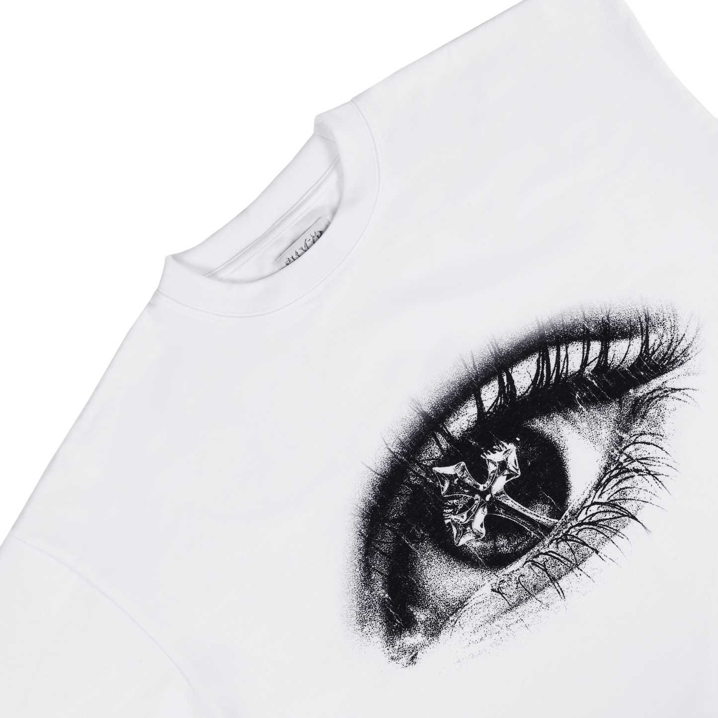 “Cross Minded” White Cropped Boxy Fit T-Shirt