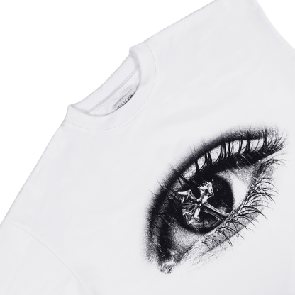 “Cross Minded” White Cropped Boxy Fit T-Shirt