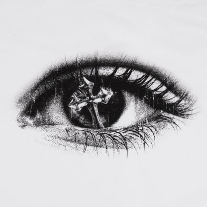 “Cross Minded” White Cropped Boxy Fit T-Shirt