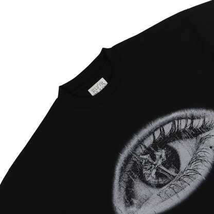 “Cross Minded” Black Cropped Boxy Fit T-Shirt